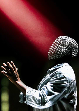 Man in Mask with Red Light kanye west music