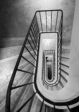 Mesmerizing Endless Spiral Staircase Print: Modern Architectural Photography