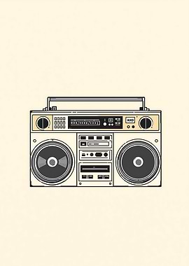 Vintage Boombox Illustration