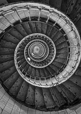 Elegant Spiral Staircase Black & White Fine Art Photography Print - Timeless Architectural Wall DecorSpiral Staircase