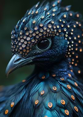 Blue Bird with Jewel-like Feathers