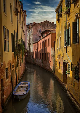 Venice Canal with Boat