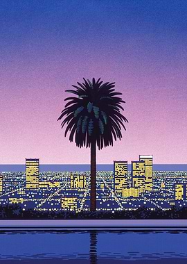 Hiroshi Nagai Palm Tree Cityscape