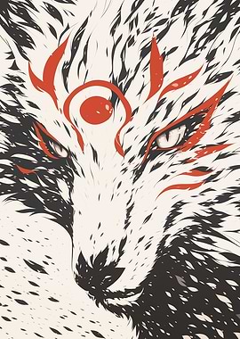 Kitsune with Red Markings