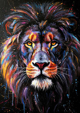 Colorful Lion Portrait