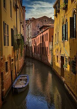 Venice Canal with Boat