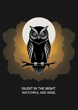 Wise Owl in Moonlight