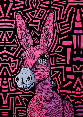 Pink Donkey Illustration