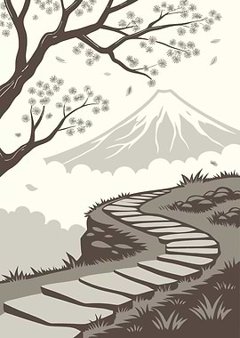 Sacred Sakura Path to Fuji