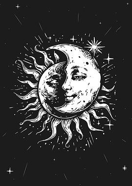 Sun and Moon Celestial Art