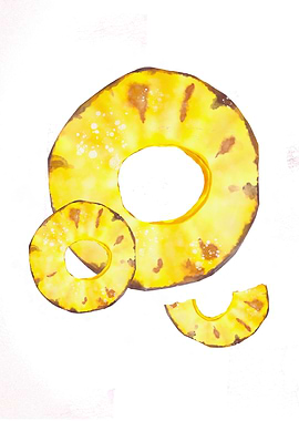 Golden Pineapple Rings – Vibrant Abstract Wall Art