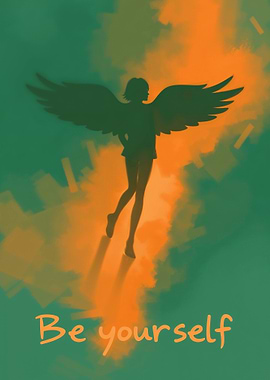 Angel Silhouette with Wings, Be yourself quote