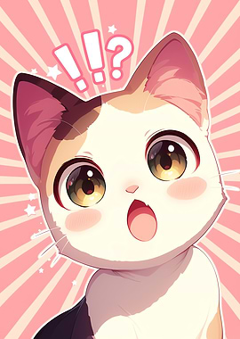 Cute & surprised kawaii anime cat