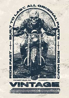 Vintage Motorcycle Skull