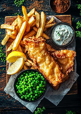 Fish and Chips with Peas