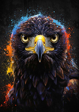 Eagle with Colorful Splashes