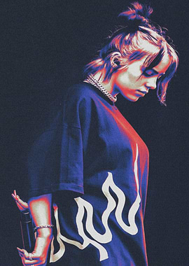 Billie Eilish halftone grunge