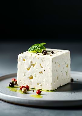 Feta Cheese with Basil and Peppercorns