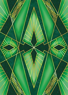 Art Deco Leather Green and Gold 2