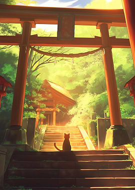 Cat at Japanese Shrine