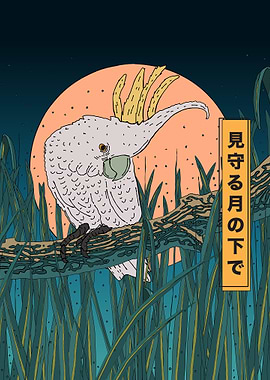 Cockatoo Under the Moon