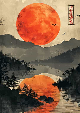 Japanese Sunset Landscape