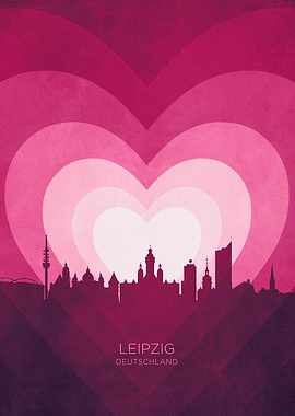 Leipzig Skyline Heart