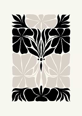 minimalistic Black and Grey Floral Pattern