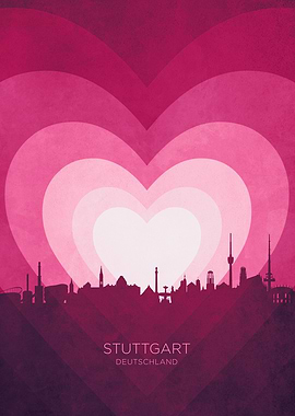 Stuttgart Skyline Heart