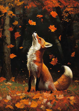 Fox in Autumn Forest
