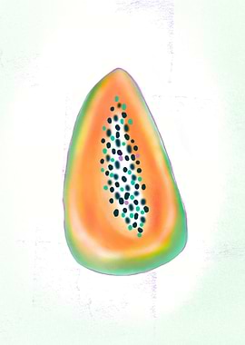 Tropical Papaya Slice – Vibrant Abstract Art