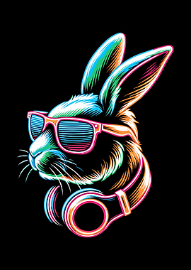 Cool Bunny with Headphones