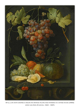 Fruit Still Life in Stone Niche