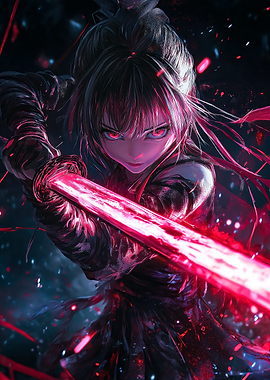 Anime Girl with Red Sword