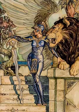 Winged Warrior and Lion