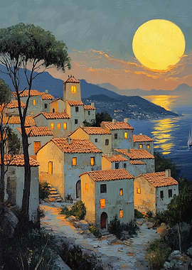 Mediterranean Village Sunset