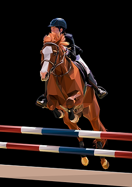 Abstract Horse Jumping Obstacle Low Poly