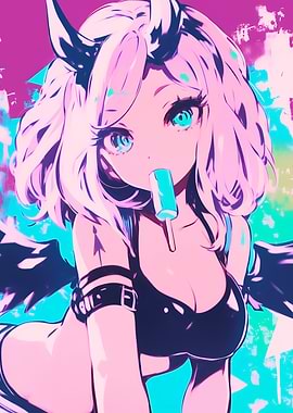 Anime Girl with Devil Horns