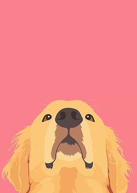 Cute Golden Retriever Pastel Portrait Minimalist Art