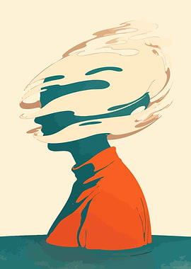 Abstract Thinking Woman Minimalist Art