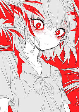 Anime Girl with Red Stains