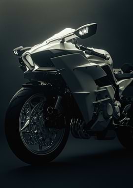 White Sportbike Close-Up