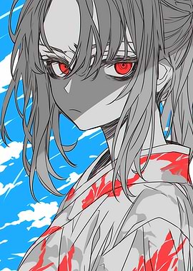 Anime Girl with Red Eyes