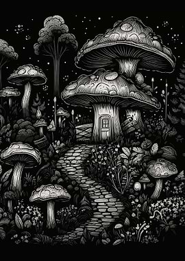 Mushroom House in Forest