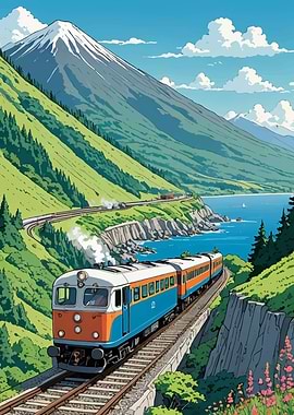 Train Through Mountain