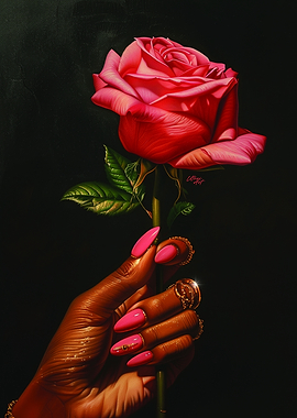 Pink Rose and Hand