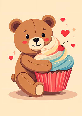 Teddy Bear with Cupcake