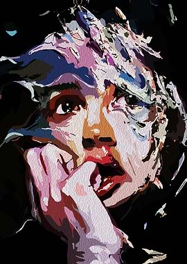 Abstract Portrait with Red Lips