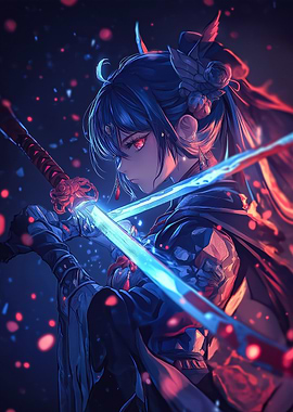 Anime Warrior with Swords