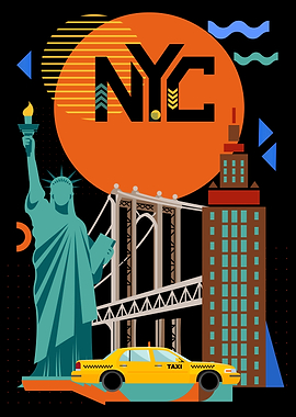 Modern NYC Skyline Geometric New York Design